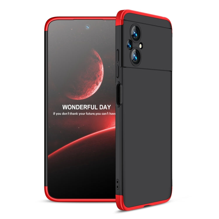 For Xiaomi Poco M5 GKK Three Stage Splicing Full Coverage PC Phone Case(Black Red) Eurekaonline