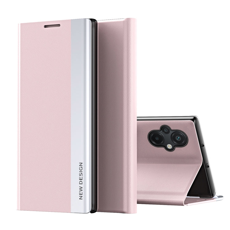 For Xiaomi Poco M5 Side Electroplated Magnetic Leather Phone Case(Pink) Eurekaonline