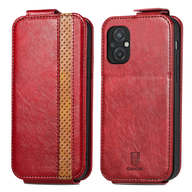 For Xiaomi Poco M5 Splicing Wallet Card Holder Vertical Flip Leather Phone Case(Red) Eurekaonline