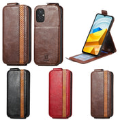 For Xiaomi Poco M5 Splicing Wallet Card Holder Vertical Flip Leather Phone Case(Red) Eurekaonline