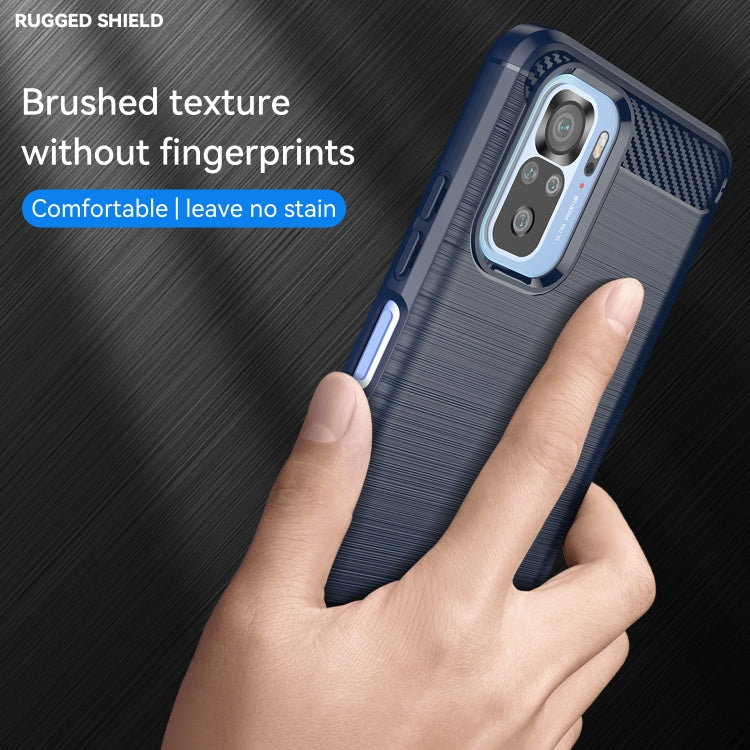 For Xiaomi Poco M5s Brushed Texture Carbon Fiber TPU Phone Case(Blue) Eurekaonline