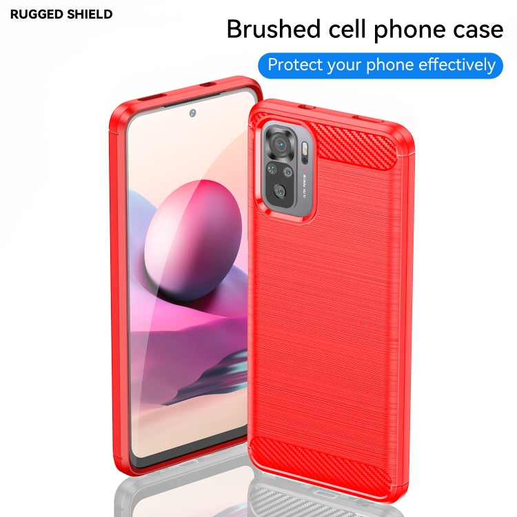 For Xiaomi Poco M5s Brushed Texture Carbon Fiber TPU Phone Case(Red) Eurekaonline