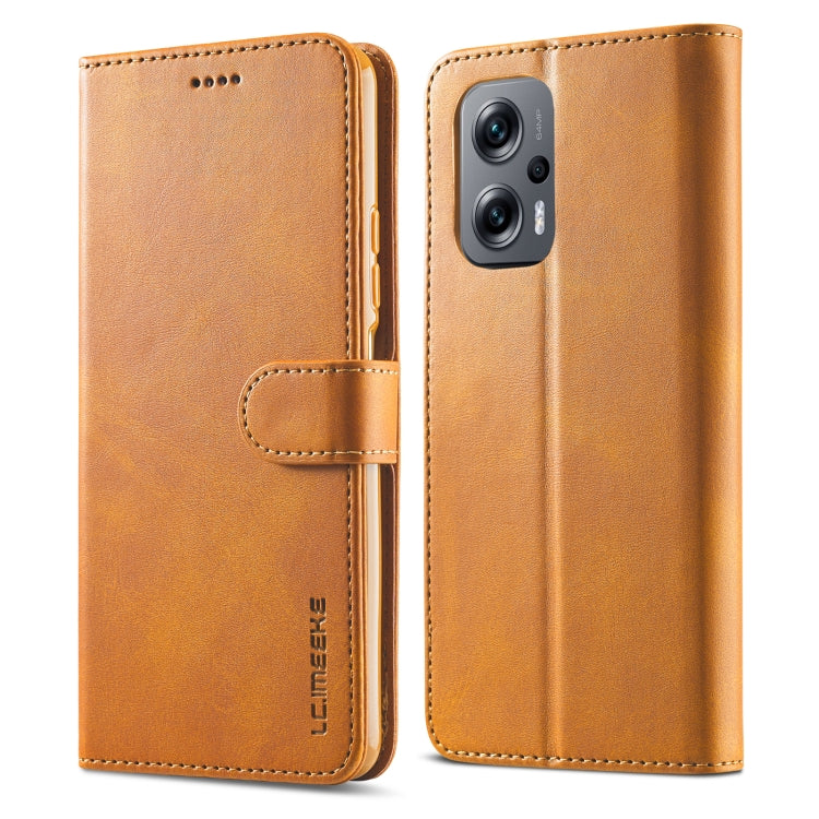 For Xiaomi Poco X4 GT 5G LC.IMEEKE Calf Texture Leather Phone Case(Brown) Eurekaonline