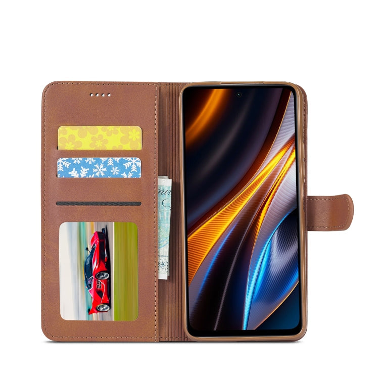 For Xiaomi Poco X4 GT 5G LC.IMEEKE Calf Texture Leather Phone Case(Coffee) Eurekaonline
