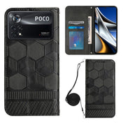 For Xiaomi Poco X4 Pro 5G Crossbody Football Texture Magnetic PU Phone Case(Black) Eurekaonline