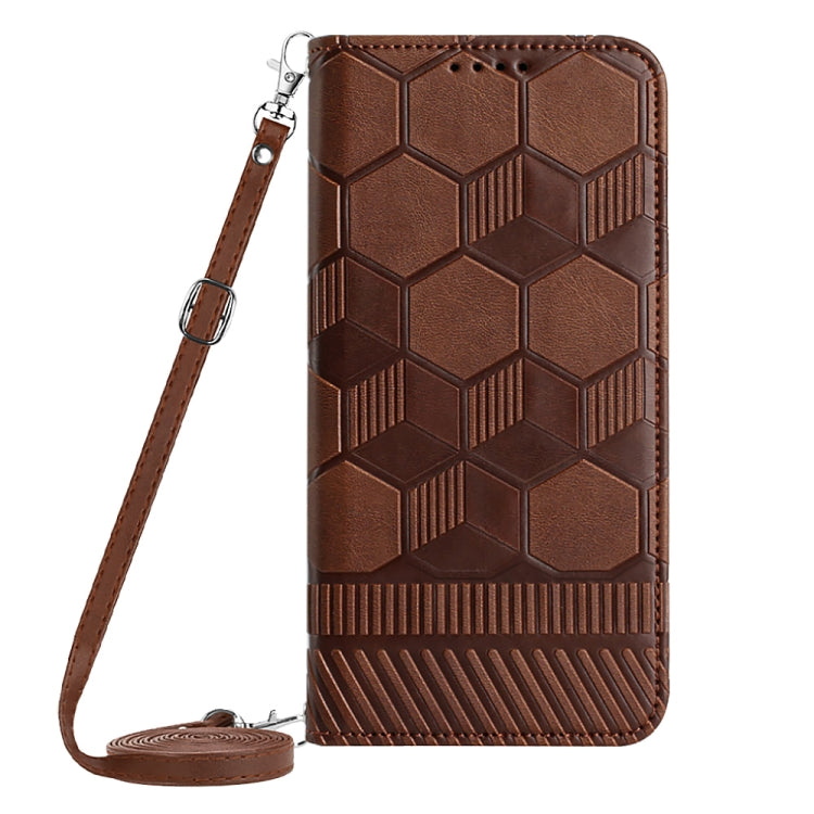 For Xiaomi Poco X4 Pro 5G Crossbody Football Texture Magnetic PU Phone Case(Brown) Eurekaonline