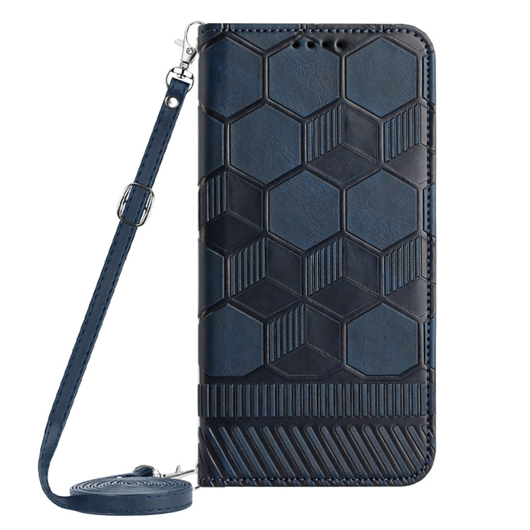 For Xiaomi Poco X4 Pro 5G Crossbody Football Texture Magnetic PU Phone Case(Dark Blue) Eurekaonline