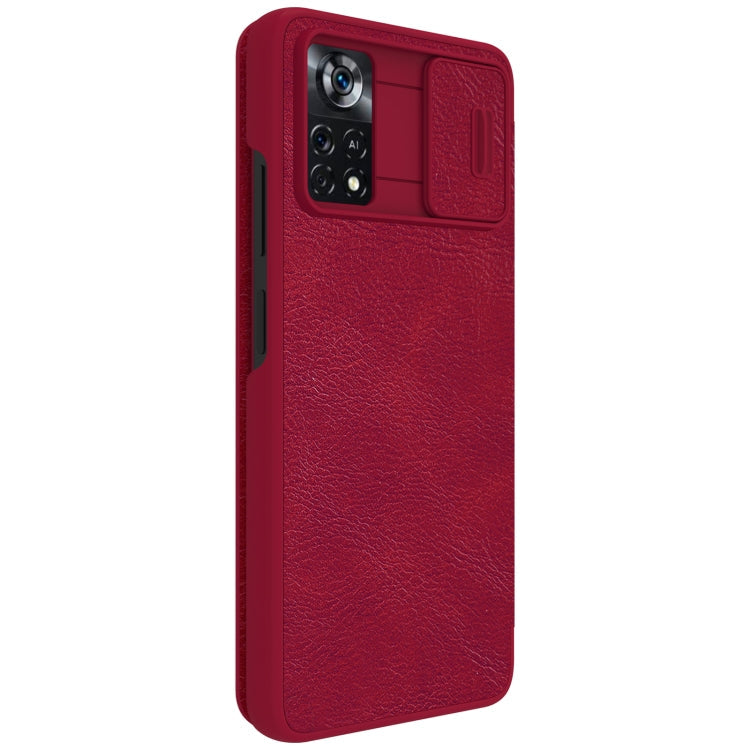 For Xiaomi Poco X4 Pro 5G NILLKIN QIN Series Pro Sliding Camera Cover Leather Phone Case(Red) Eurekaonline