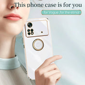 For Xiaomi Poco X4 Pro 5G XINLI Straight Edge 6D Electroplate TPU Phone Case with Ring Holder(White) Eurekaonline