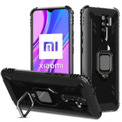 For Xiaomi Redmi 9 Prime Carbon Fiber Protective Case with 360 Degree Rotating Ring Holder(Black) Eurekaonline