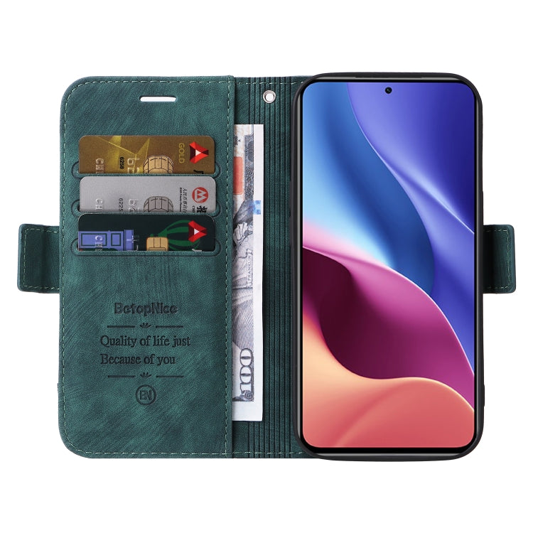 For Xiaomi Redmi K40 BETOPNICE Dual-side Buckle Leather Phone Case(Green) Eurekaonline