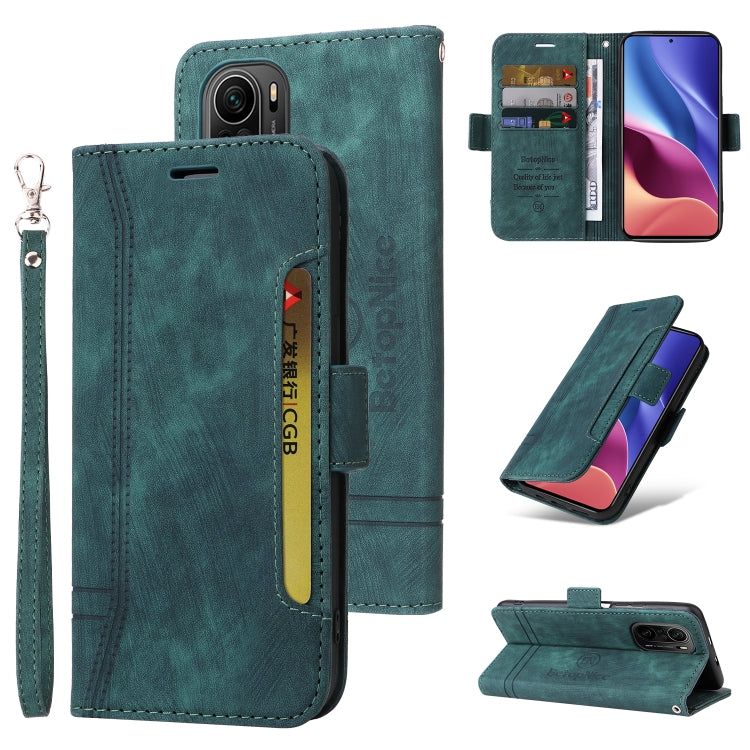 For Xiaomi Redmi K40 BETOPNICE Dual-side Buckle Leather Phone Case(Green) Eurekaonline