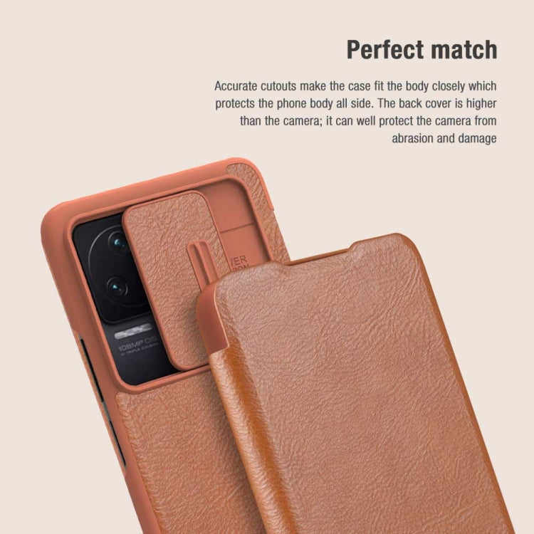 For Xiaomi Redmi K50 / K50 Pro NILLKIN QIN Series Pro Sliding Camera Cover Leather Phone Case(Black) Eurekaonline