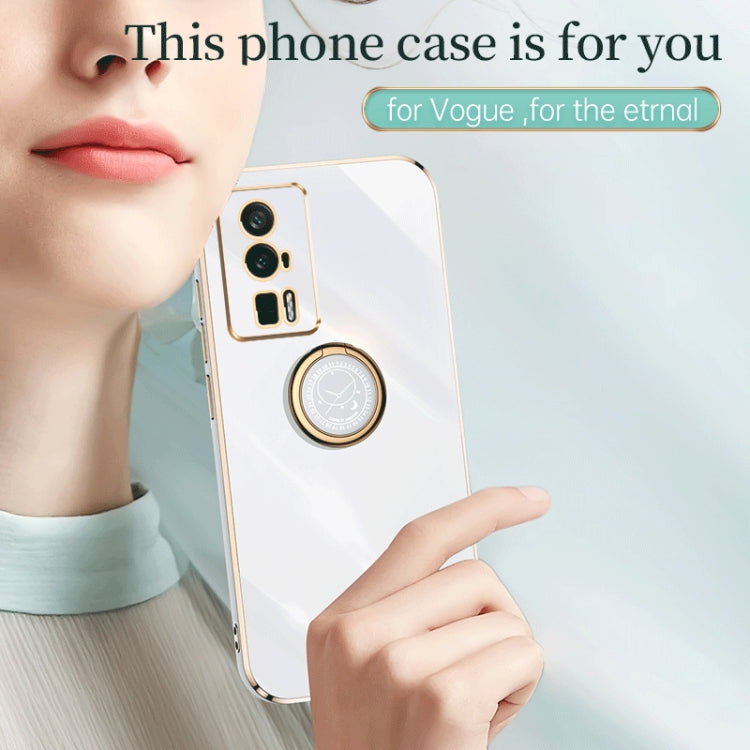 For Xiaomi Redmi K60 XINLI Straight Edge 6D Electroplate TPU Phone Case with Ring Holder(Mint Green) Eurekaonline