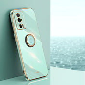 For Xiaomi Redmi K60 XINLI Straight Edge 6D Electroplate TPU Phone Case with Ring Holder(Mint Green) Eurekaonline