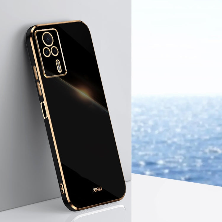 For Xiaomi Redmi K60E XINLI Straight 6D Plating Gold Edge TPU Phone Case(Black) Eurekaonline