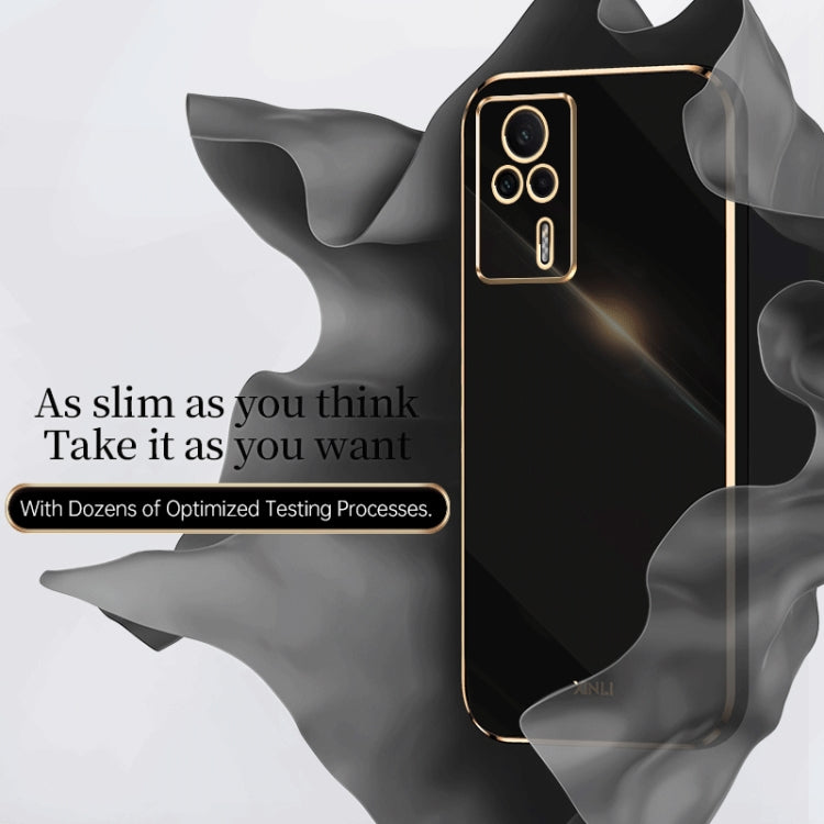 For Xiaomi Redmi K60E XINLI Straight 6D Plating Gold Edge TPU Phone Case(Black) Eurekaonline