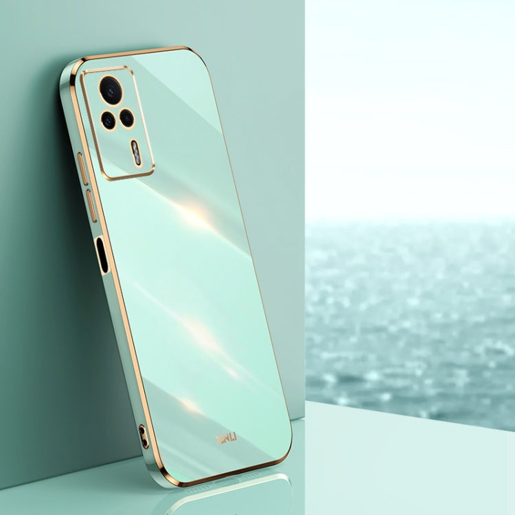 For Xiaomi Redmi K60E XINLI Straight 6D Plating Gold Edge TPU Phone Case(Mint Green) Eurekaonline