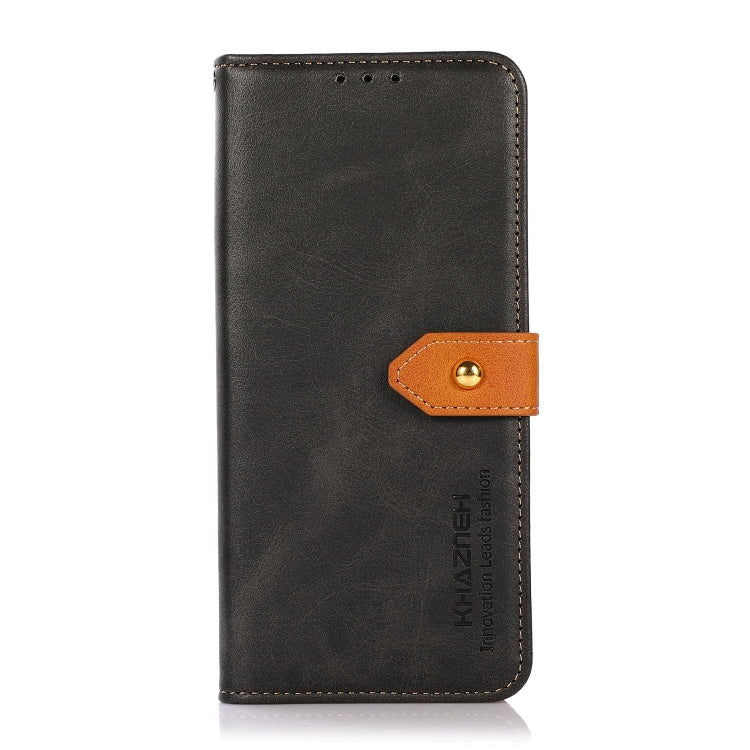 5G Foreign Version KHAZNEH Dual-color Cowhide Texture Flip Leather Phone Case(Black) Eurekaonline