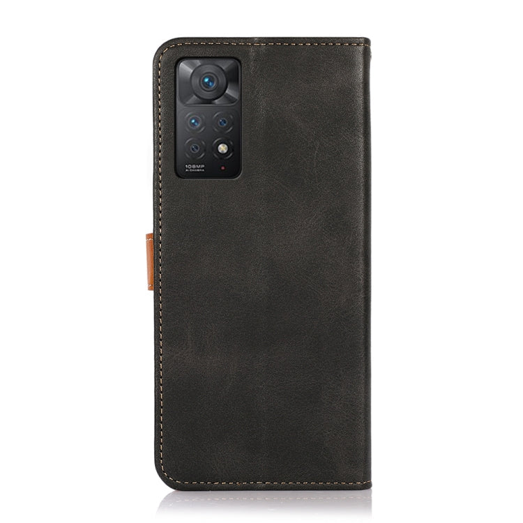 For Xiaomi Redmi Note 11 4G/5G Foreign Version KHAZNEH Dual-color Cowhide Texture Flip Leather Phone Case(Black) Eurekaonline