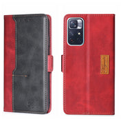 For Xiaomi Redmi Note 11 5G/Poco M4 Pro 5G Contrast Color Side Buckle Leather Phone Case(Red + Black) Eurekaonline