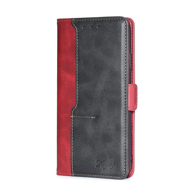 Poco M4 Pro 5G Contrast Color Side Buckle Leather Phone Case(Red + Black) Eurekaonline