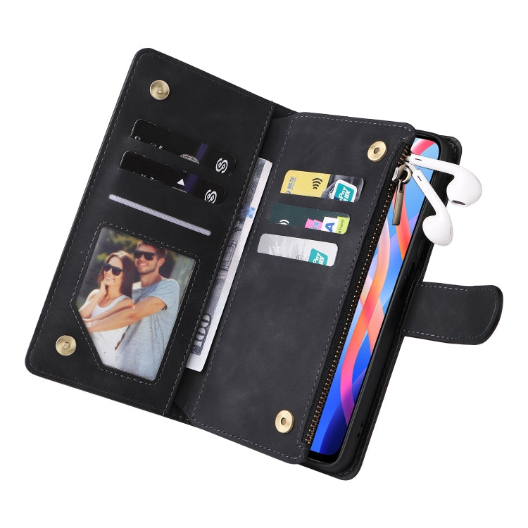 For Xiaomi Redmi Note 11 China Multifunctional Frosted Zipper Wallet Leather Phone Case(Black) Eurekaonline