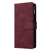 For Xiaomi Redmi Note 11 China Multifunctional Frosted Zipper Wallet Leather Phone Case(Wine Red) Eurekaonline