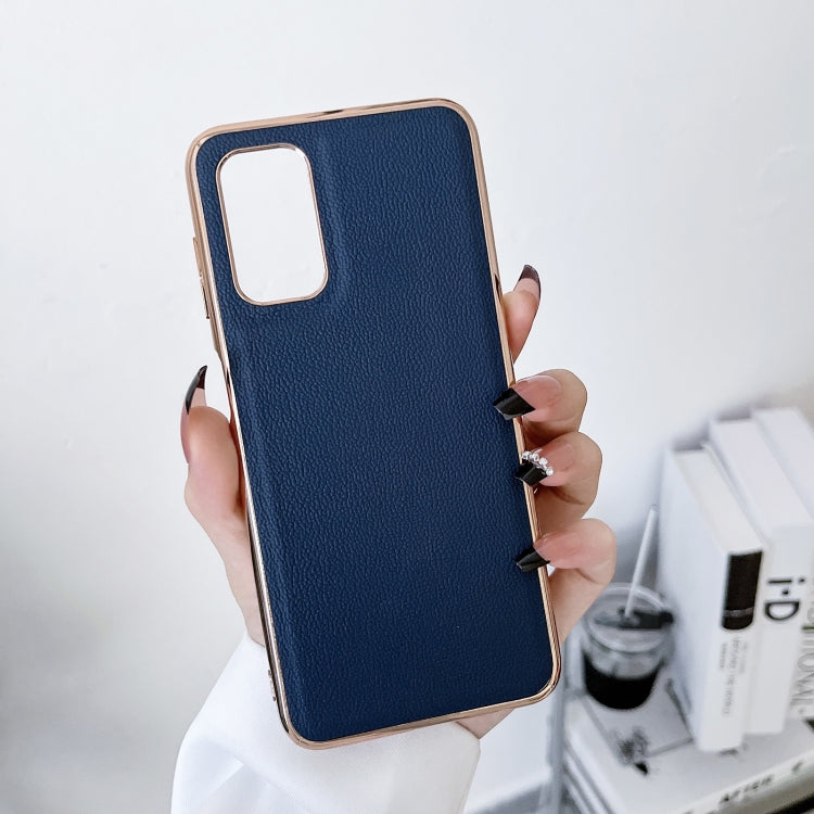 Note 11S 4G Genuine Leather Luolai Series Electroplating Phone Case(Dark Blue) Eurekaonline
