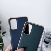 For Xiaomi Redmi Note 11 Global/Note 11S 4G Genuine Leather Luolai Series Electroplating Phone Case(Dark Blue) Eurekaonline