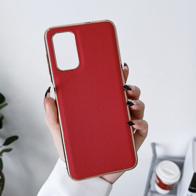 Note 11S 4G Genuine Leather Luolai Series Electroplating Phone Case(Red) Eurekaonline