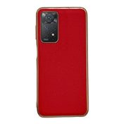 For Xiaomi Redmi Note 11 Global/Note 11S 4G Genuine Leather Luolai Series Electroplating Phone Case(Red) Eurekaonline