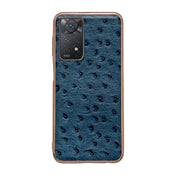 For Xiaomi Redmi Note 11 Global/Note 11S 4G Genuine Leather Ostrich Texture Nano Plating Phone Case(Blue) Eurekaonline