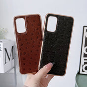 For Xiaomi Redmi Note 11 Global/Note 11S 4G Genuine Leather Ostrich Texture Nano Plating Phone Case(Coffee) Eurekaonline
