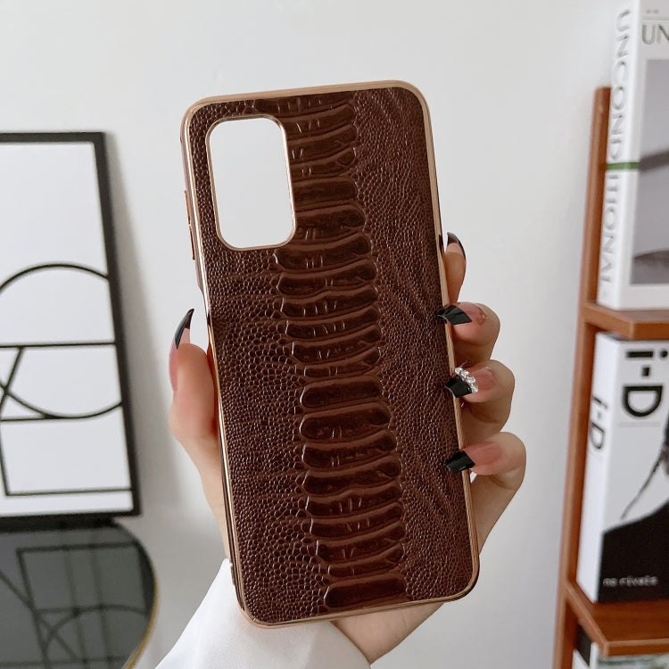 Note 11S 4G Genuine Leather Weilai Series Nano Plating Phone Case(Coffee) Eurekaonline