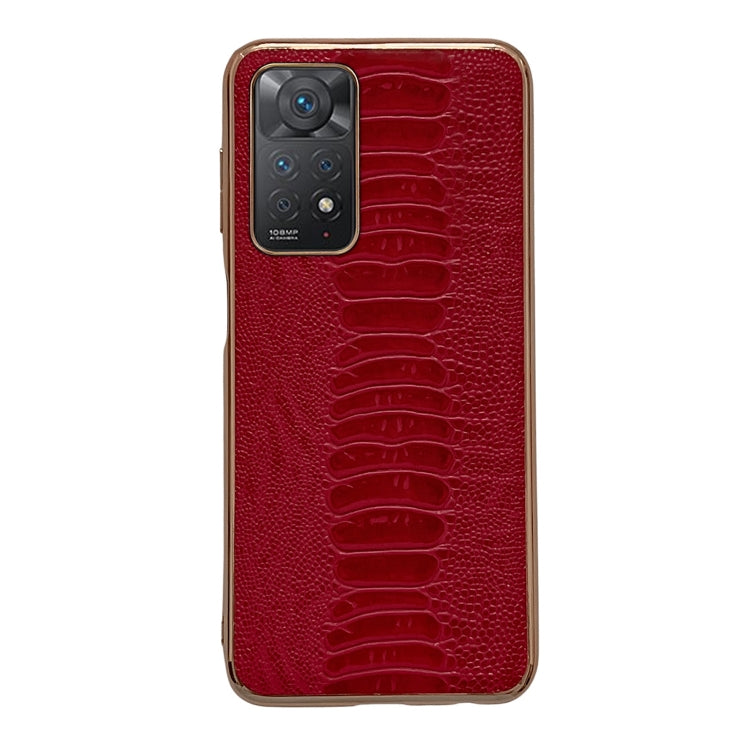 Note 11S 4G Genuine Leather Weilai Series Nano Plating Phone Case(Red) Eurekaonline