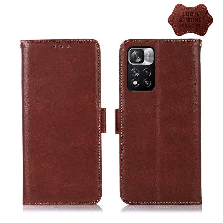  5G Global Crazy Horse Top Layer Cowhide Leather Phone Case(Brown) Eurekaonline
