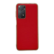 For Xiaomi Redmi Note 11 Pro 4G Global/5G Global/Note 11E Pro Genuine Leather Luolai Series Electroplating Phone Case(Red) Eurekaonline
