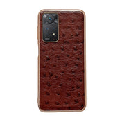 For Xiaomi Redmi Note 11 Pro 4G Global/5G Global/Note 11E Pro Genuine Leather Ostrich Texture Nano Plating Phone Case(Coffee) Eurekaonline