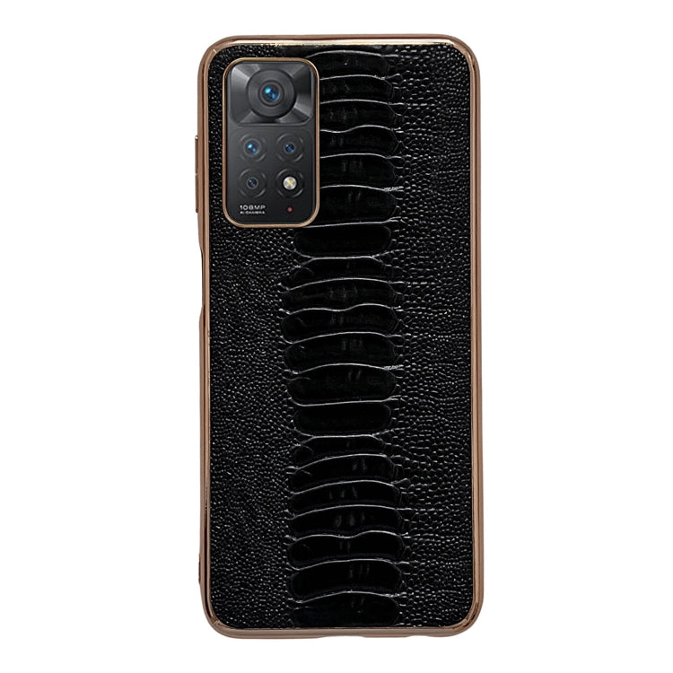 Note 11E Pro Genuine Leather Weilai Series Nano Plating Phone Case(Black) Eurekaonline