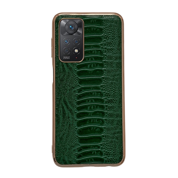 Note 11E Pro Genuine Leather Weilai Series Nano Plating Phone Case(Green) Eurekaonline
