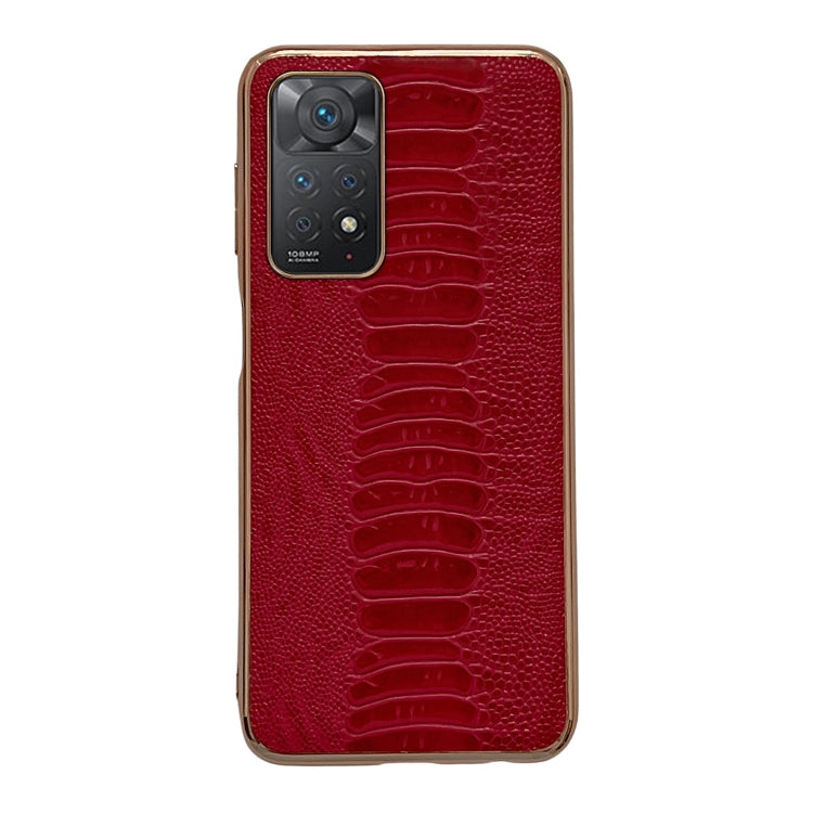 Note 11E Pro Genuine Leather Weilai Series Nano Plating Phone Case(Red) Eurekaonline