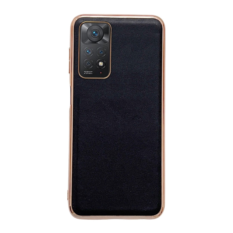 Note 11E Pro Genuine Leather Xiaoya Series Nano Plating Phone Case(Black) Eurekaonline