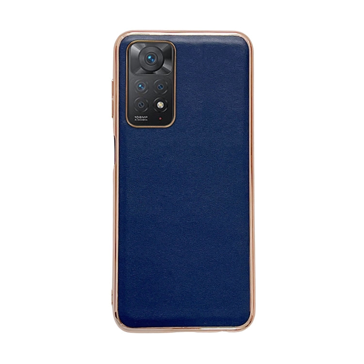 Note 11E Pro Genuine Leather Xiaoya Series Nano Plating Phone Case(Blue) Eurekaonline
