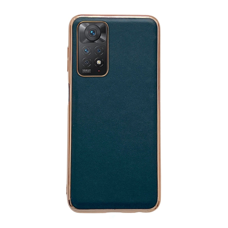 Note 11E Pro Genuine Leather Xiaoya Series Nano Plating Phone Case(Dark Green) Eurekaonline