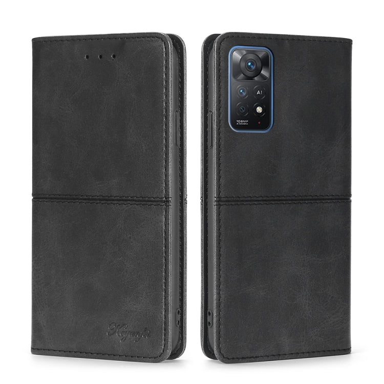 Redmi Note11 Pro 5G Global Cow Texture Magnetic Horizontal Flip Leather Phone Case(Black) Eurekaonline