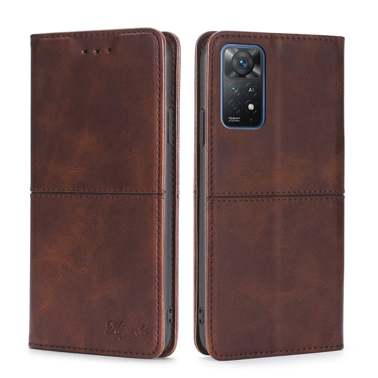 Redmi Note11 Pro 5G Global Cow Texture Magnetic Horizontal Flip Leather Phone Case(Dark Brown) Eurekaonline