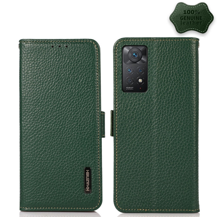  4G Foreign Version KHAZNEH Side-Magnetic Litchi Genuine Leather RFID Phone Case(Green) Eurekaonline