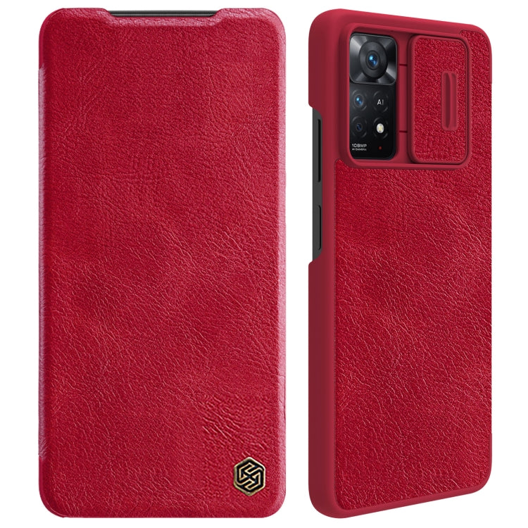 For Xiaomi Redmi Note 11 Pro Global / 11 Pro 5G Global / 11 Pro+ 5G India / 11E Pro 5G NILLKIN QIN Series Pro Crazy Horse Texture Leather Case(Red) Eurekaonline