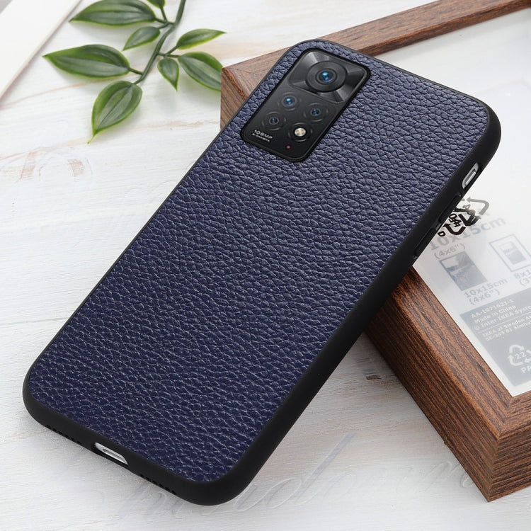 For Xiaomi Redmi Note 11 Pro Global Accurate Hole Litchi Texture Leather Shockproof Phone Case(Blue) Eurekaonline